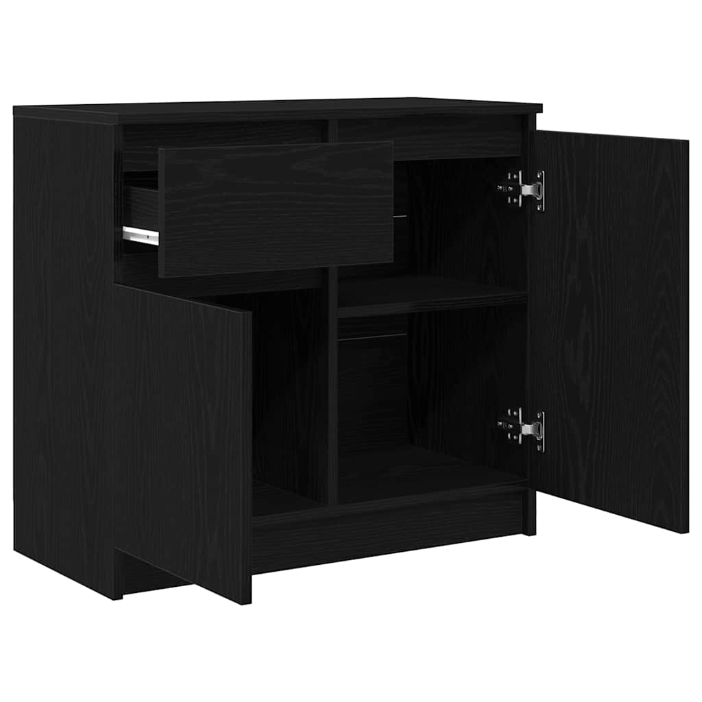 Dressoir met lade 71x35x65 cm spaanplaat zwart eikenkleurig is nu te koop bij PeponiXL, paradijselijk wonen!
