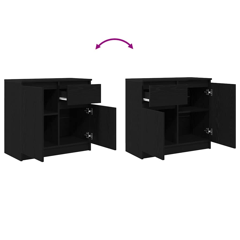 Dressoir met lade 71x35x65 cm spaanplaat zwart eikenkleurig is nu te koop bij PeponiXL, paradijselijk wonen!