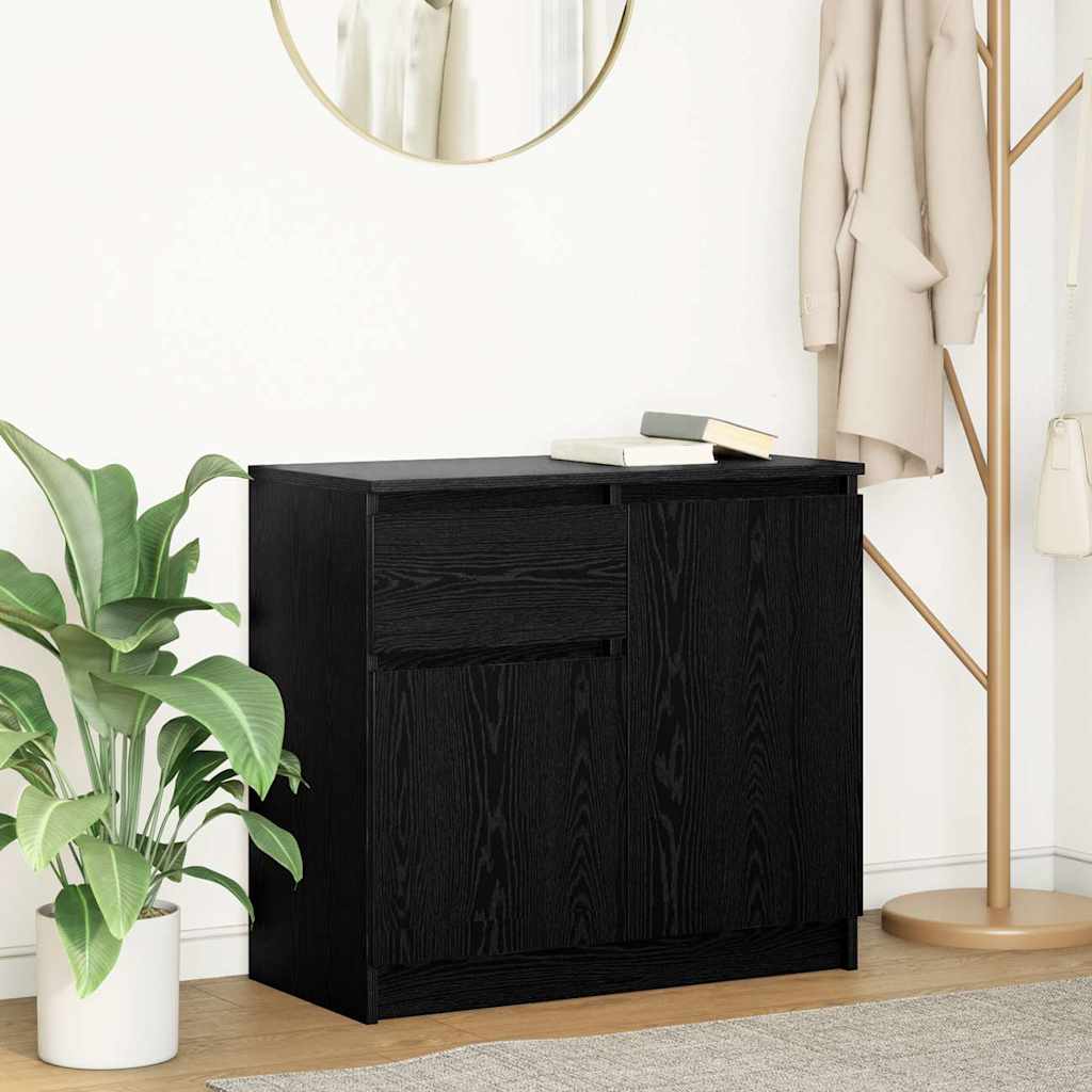 Dressoir met lade 71x35x65 cm spaanplaat zwart eikenkleurig is nu te koop bij PeponiXL, paradijselijk wonen!