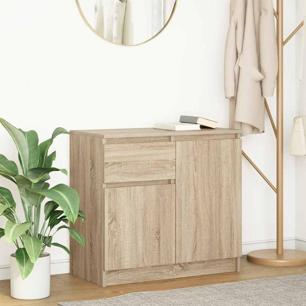 Dressoir met lade 71x35x65 cm spaanplaat sonoma eikenkleurig is nu te koop bij PeponiXL, paradijselijk wonen!