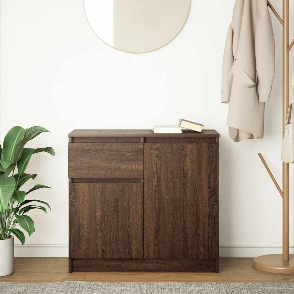 Dressoir met lade 71x35x65 cm spaanplaat bruin eikenkleurig is nu te koop bij PeponiXL, paradijselijk wonen!