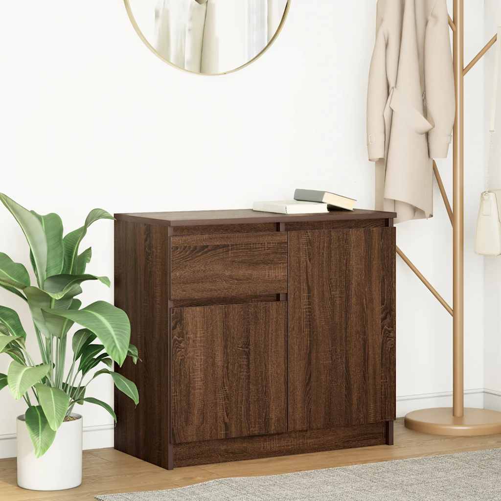 Dressoir met lade 71x35x65 cm spaanplaat bruin eikenkleurig is nu te koop bij PeponiXL, paradijselijk wonen!