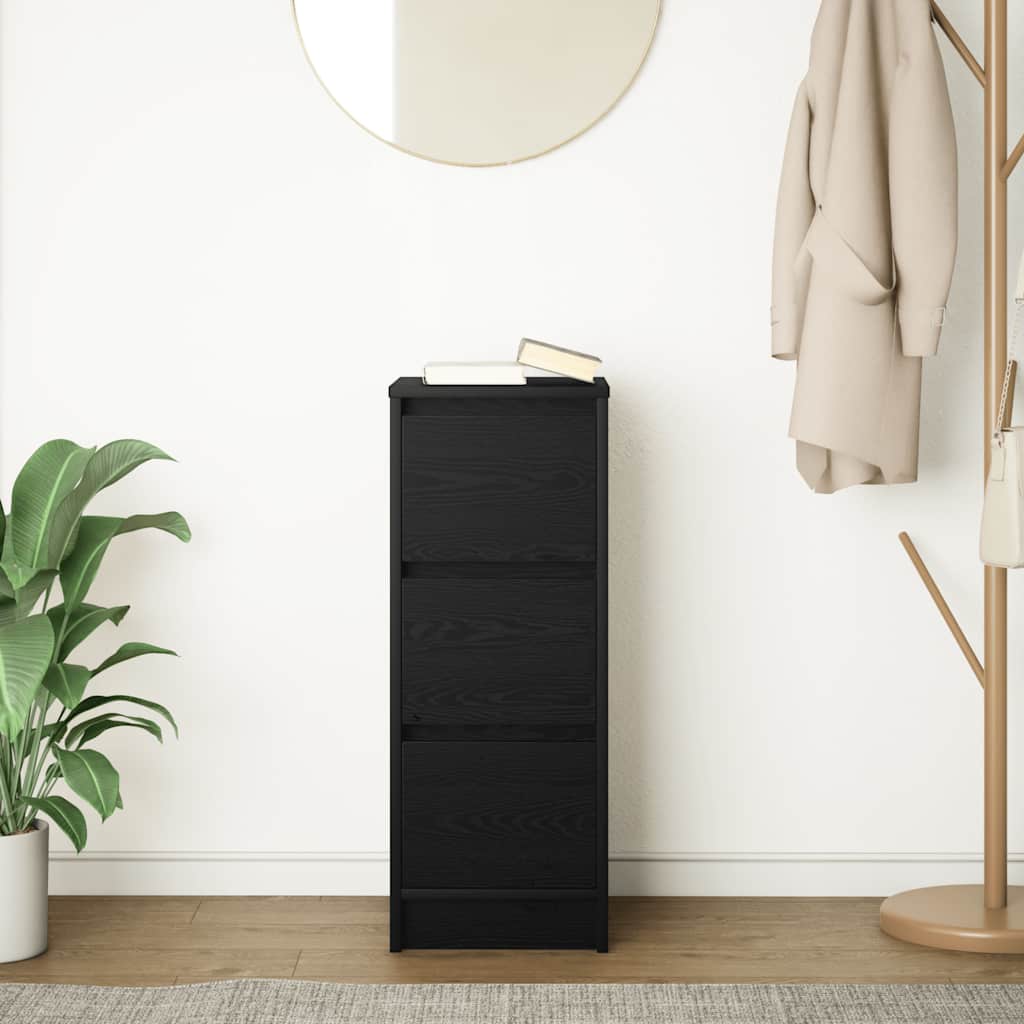 Dressoir 29,5x34x76 cm spaanplaat zwart eikenkleurig is nu te koop bij PeponiXL, paradijselijk wonen!