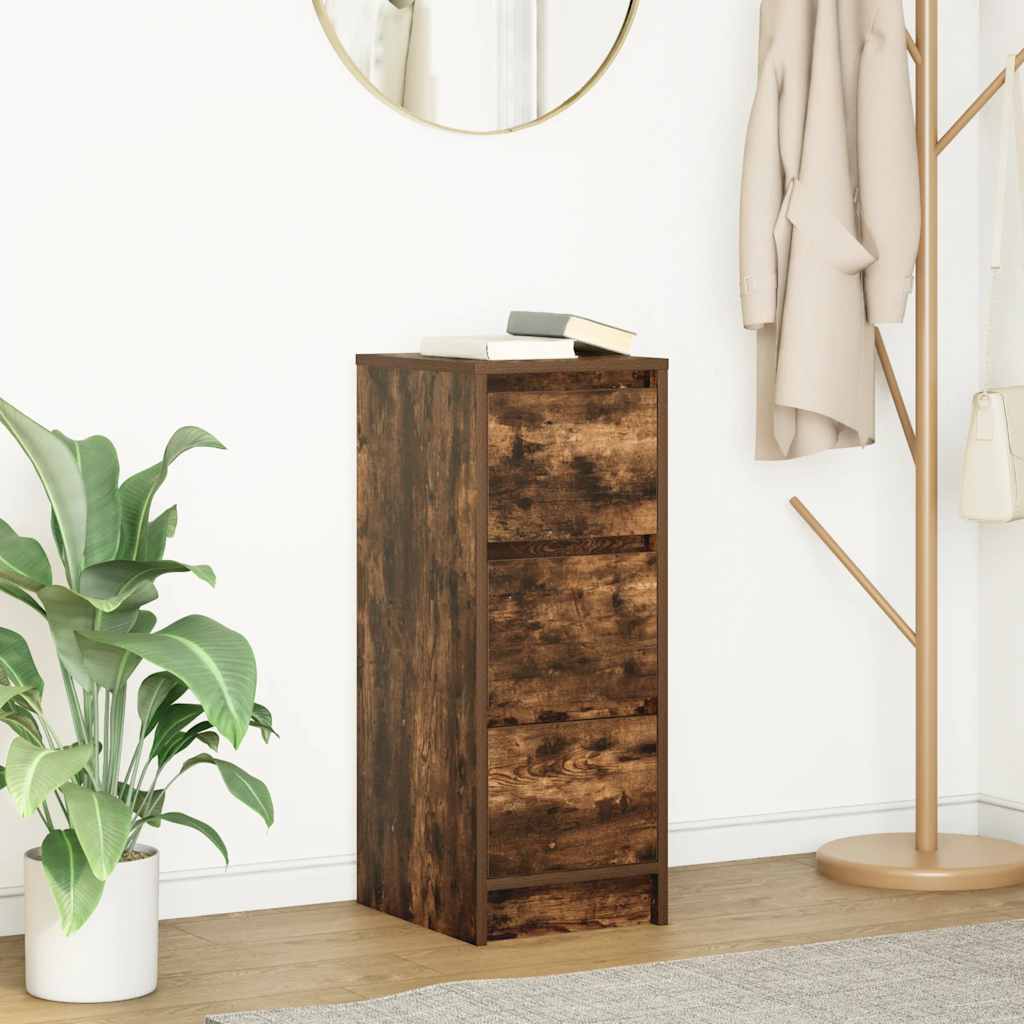 Dressoir 29,5x34x76 cm bewerkt hout gerookt eikenkleurig is nu te koop bij PeponiXL, paradijselijk wonen!