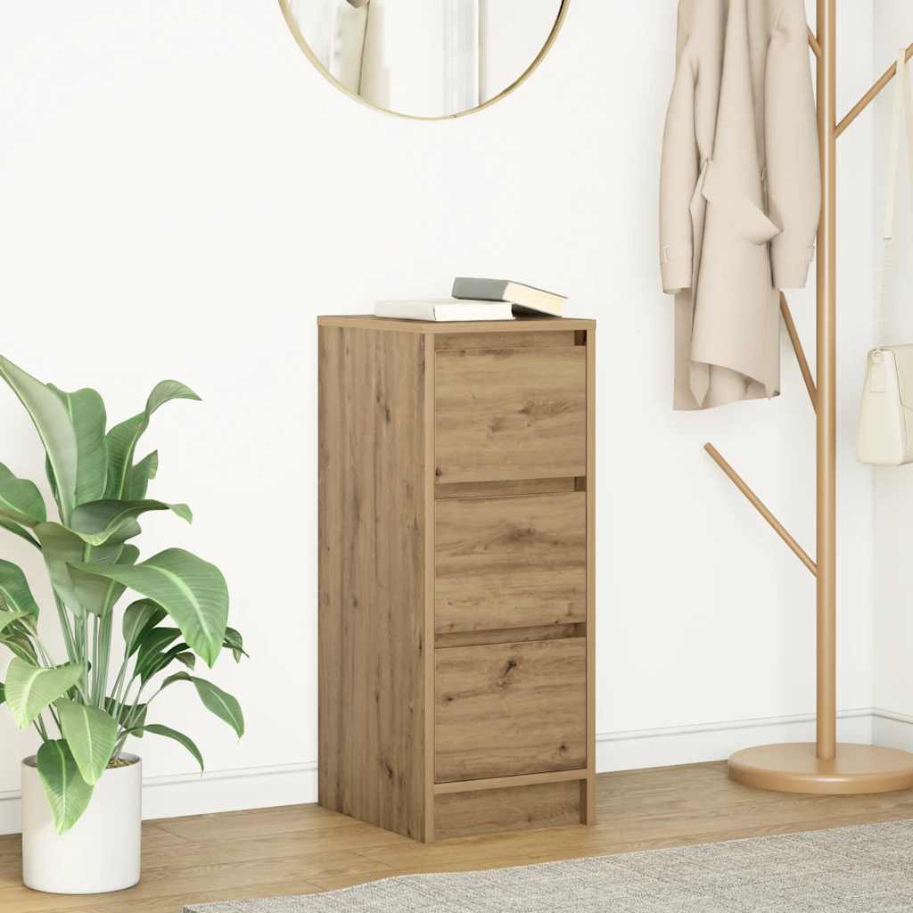 Dressoir 29,5x34x76 cm bewerkt hout artisanaal eikenkleur is nu te koop bij PeponiXL, paradijselijk wonen!