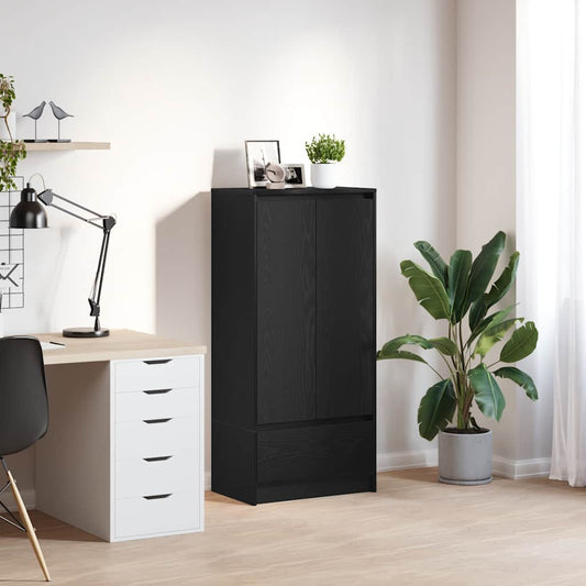 Kast met lade 55,5x34x119,5 cm spaanplaat zwart eikenkleurig is nu te koop bij PeponiXL, paradijselijk wonen!
