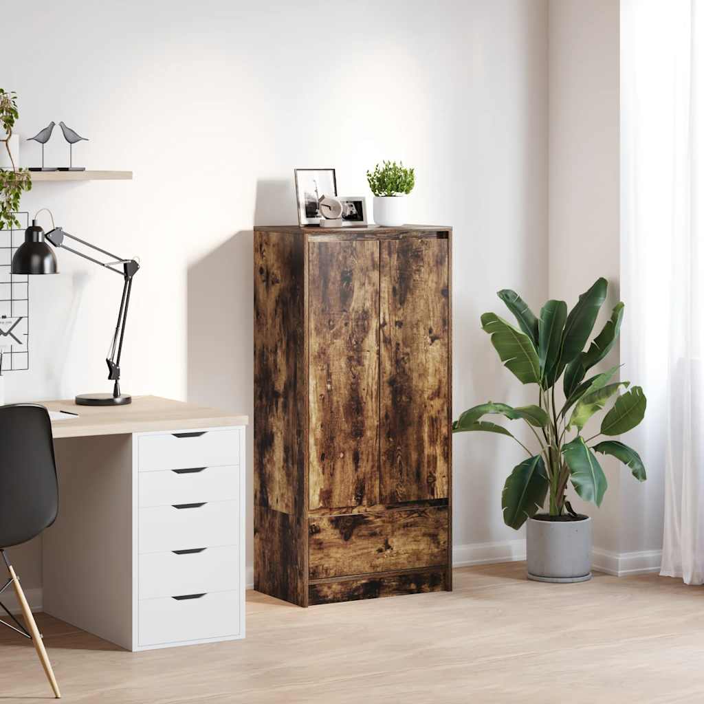 Kast met lade 55,5x34x119,5 cm spaanplaat gerookt eikenkleurig is nu te koop bij PeponiXL, paradijselijk wonen!