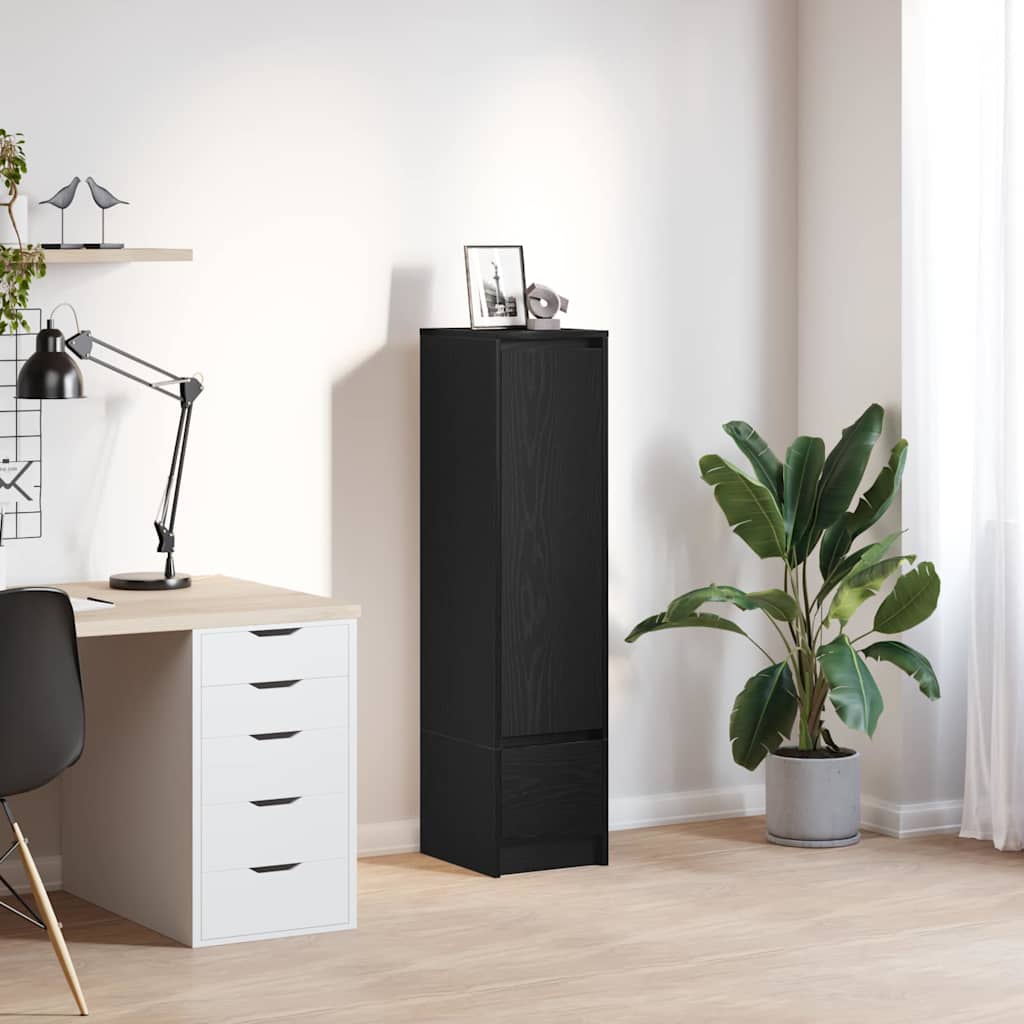 Highboard 29,5x34x119,5 cm spaanplaat zwart eikenkleurig is nu te koop bij PeponiXL, paradijselijk wonen!
