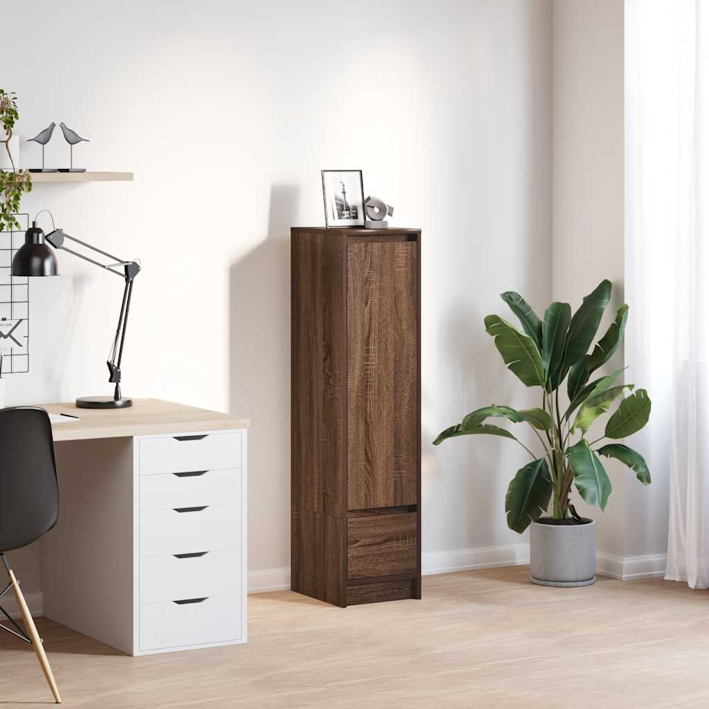 Hoge kast 29,5x34x119,5 cm spaanplaat bruin eikenkleurig is nu te koop bij PeponiXL, paradijselijk wonen!