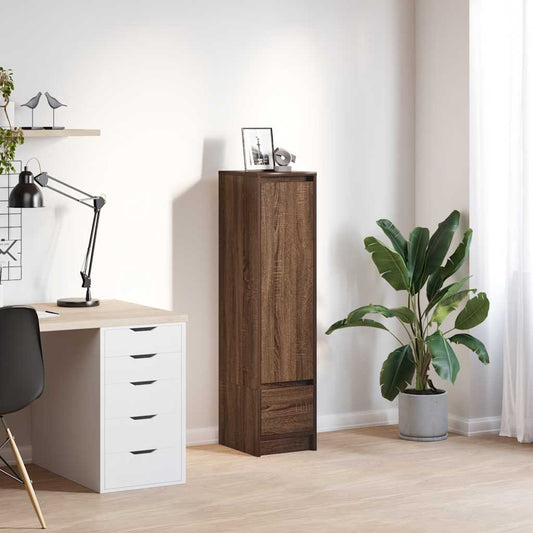 Hoge kast 29,5x34x119,5 cm spaanplaat bruin eikenkleurig is nu te koop bij PeponiXL, paradijselijk wonen!
