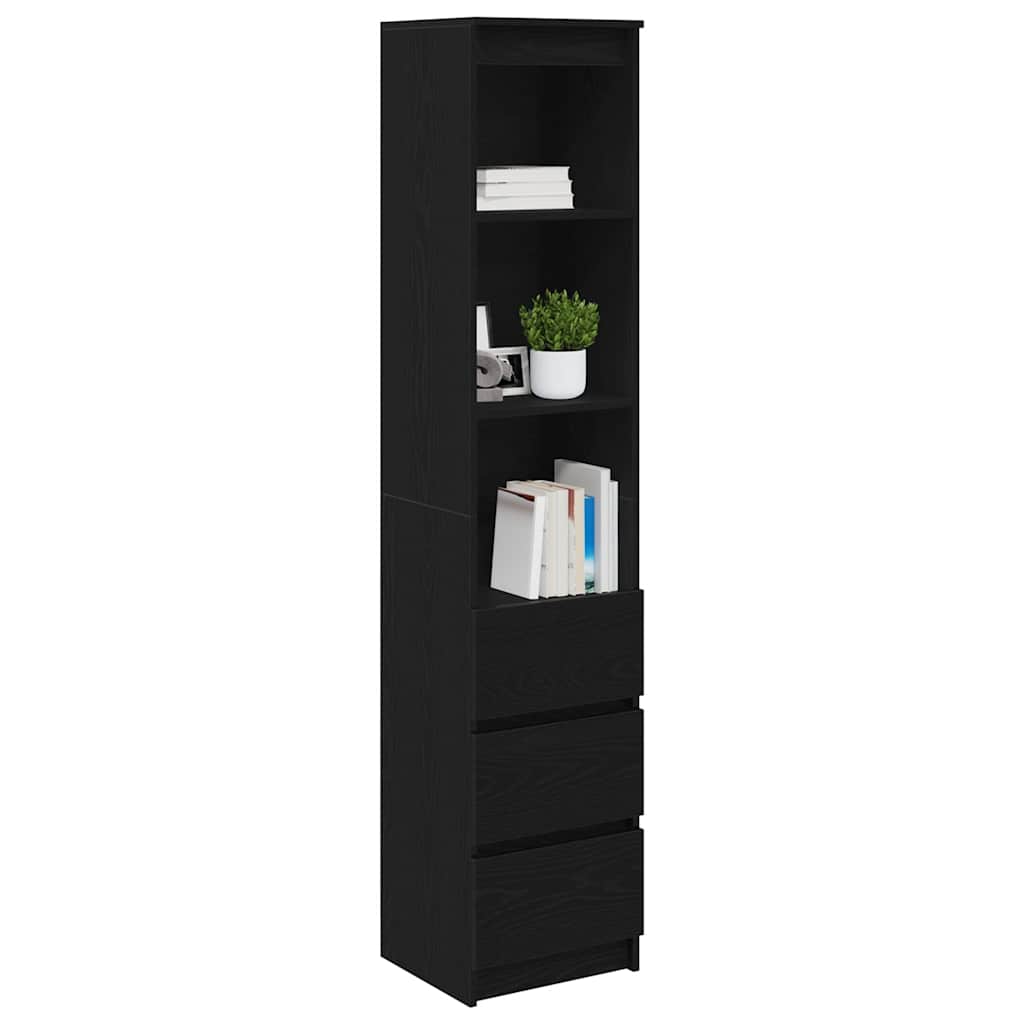 Highboard 37,5x35x180 cm spaanplaat zwart eikenkleurig is nu te koop bij PeponiXL, paradijselijk wonen!