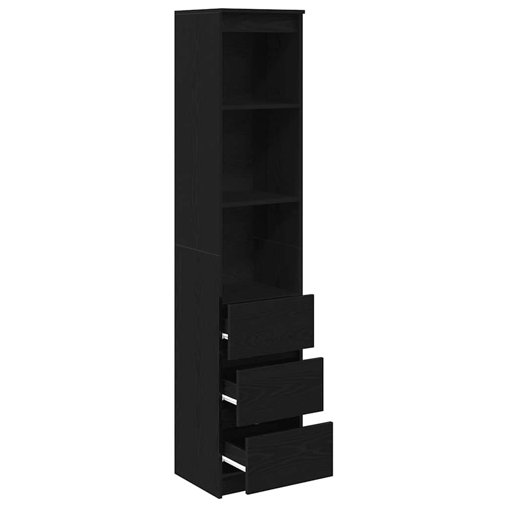 Highboard 37,5x35x180 cm spaanplaat zwart eikenkleurig is nu te koop bij PeponiXL, paradijselijk wonen!