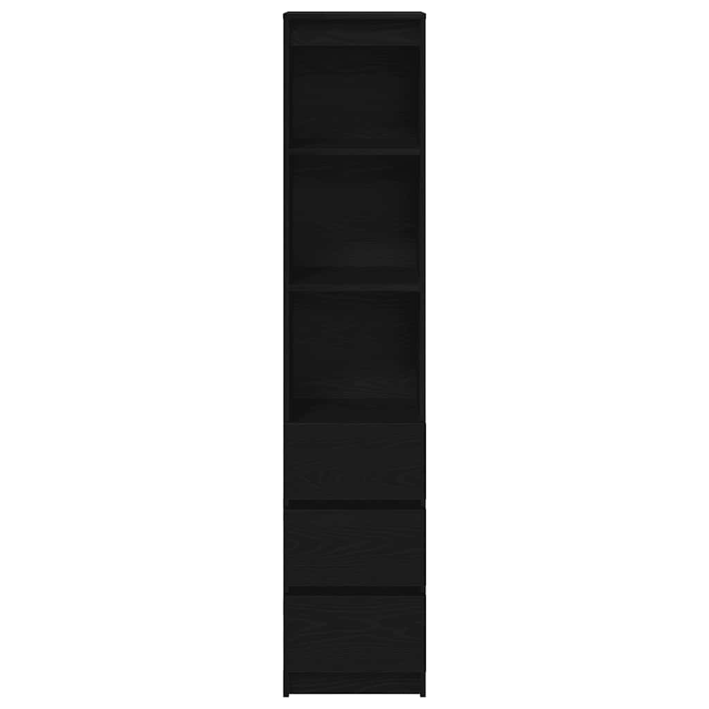 Highboard 37,5x35x180 cm spaanplaat zwart eikenkleurig is nu te koop bij PeponiXL, paradijselijk wonen!