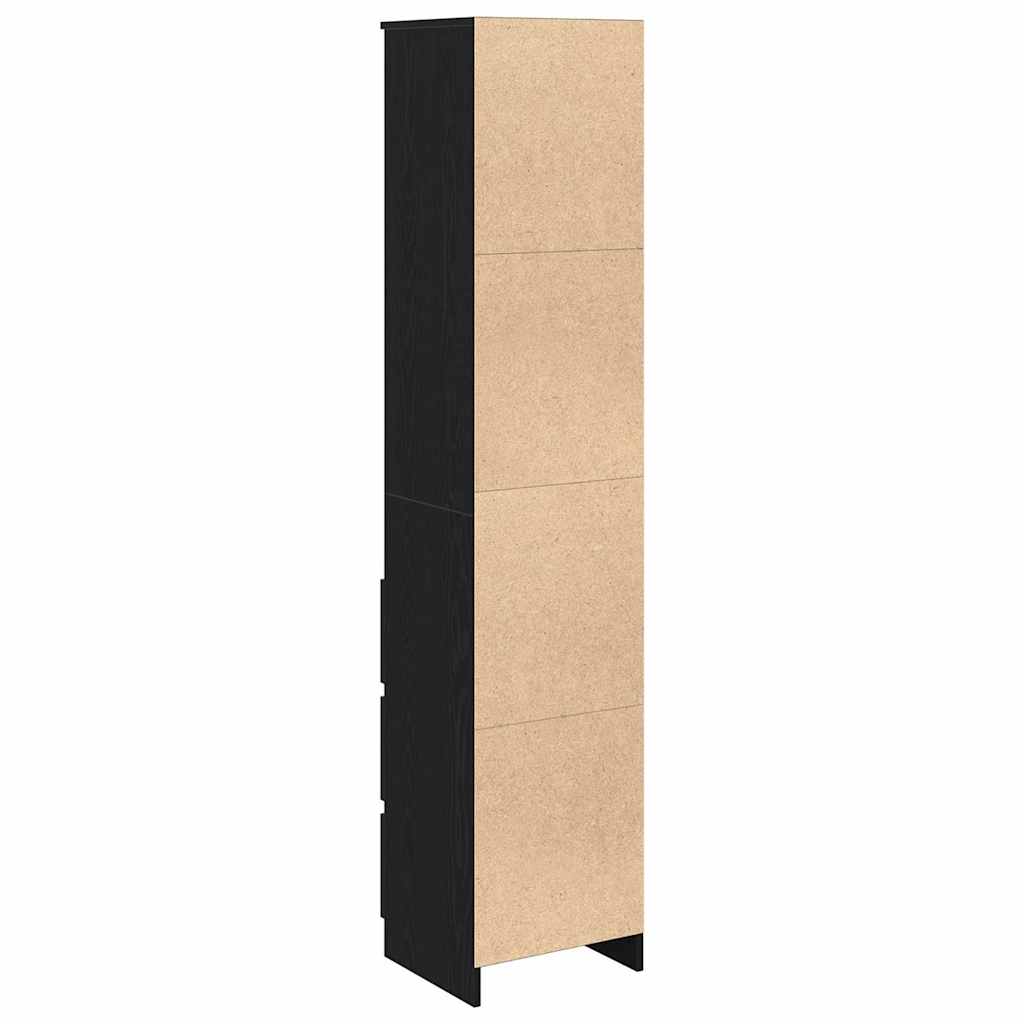 Highboard 37,5x35x180 cm spaanplaat zwart eikenkleurig is nu te koop bij PeponiXL, paradijselijk wonen!