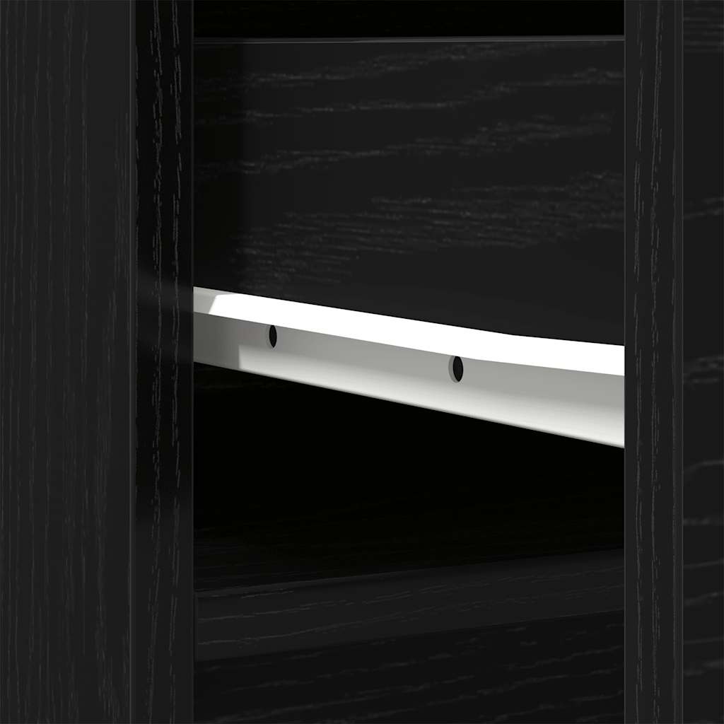 Highboard 37,5x35x180 cm spaanplaat zwart eikenkleurig is nu te koop bij PeponiXL, paradijselijk wonen!