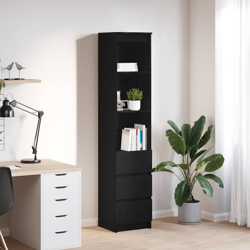 Highboard 37,5x35x180 cm spaanplaat zwart eikenkleurig is nu te koop bij PeponiXL, paradijselijk wonen!