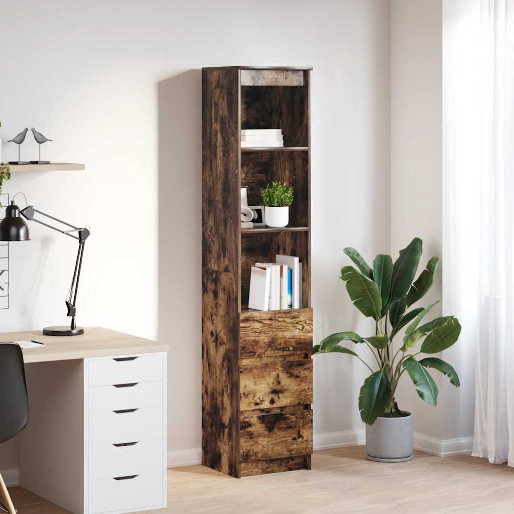 Hoge kast 37,5x35x180 cm spaanplaat gerookt eikenkleurig is nu te koop bij PeponiXL, paradijselijk wonen!
