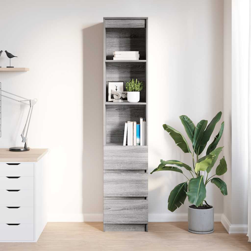 Hoge kast 37,5x35x180 cm spaanplaat grijs sonoma is nu te koop bij PeponiXL, paradijselijk wonen!