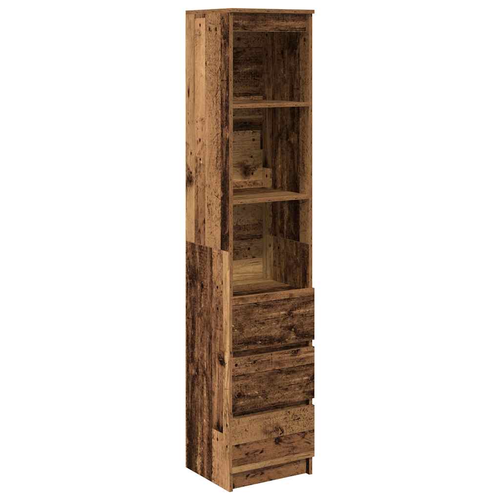 Hoge kast 37,5x35x180 cm bewerkt hout oud houtkleurig is nu te koop bij PeponiXL, paradijselijk wonen!