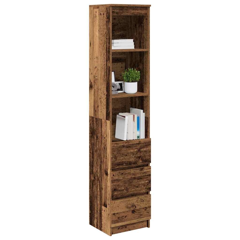 Hoge kast 37,5x35x180 cm bewerkt hout oud houtkleurig is nu te koop bij PeponiXL, paradijselijk wonen!