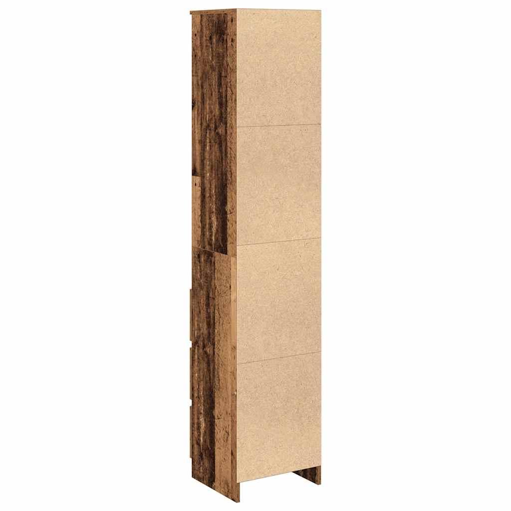 Hoge kast 37,5x35x180 cm bewerkt hout oud houtkleurig is nu te koop bij PeponiXL, paradijselijk wonen!