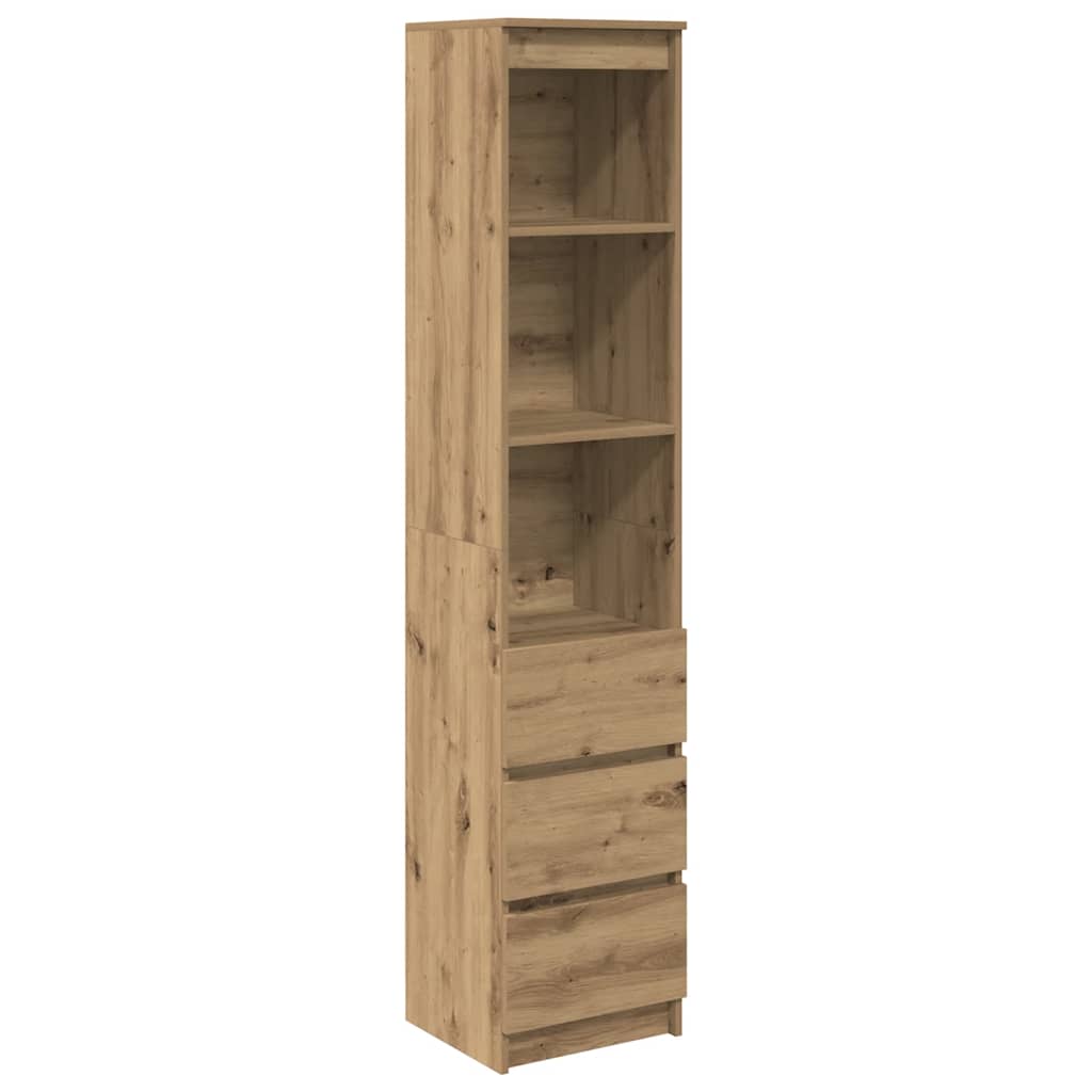 Hoge kast 37,5x35x180 cm bewerkt hout artisanaal eikenkleur is nu te koop bij PeponiXL, paradijselijk wonen!