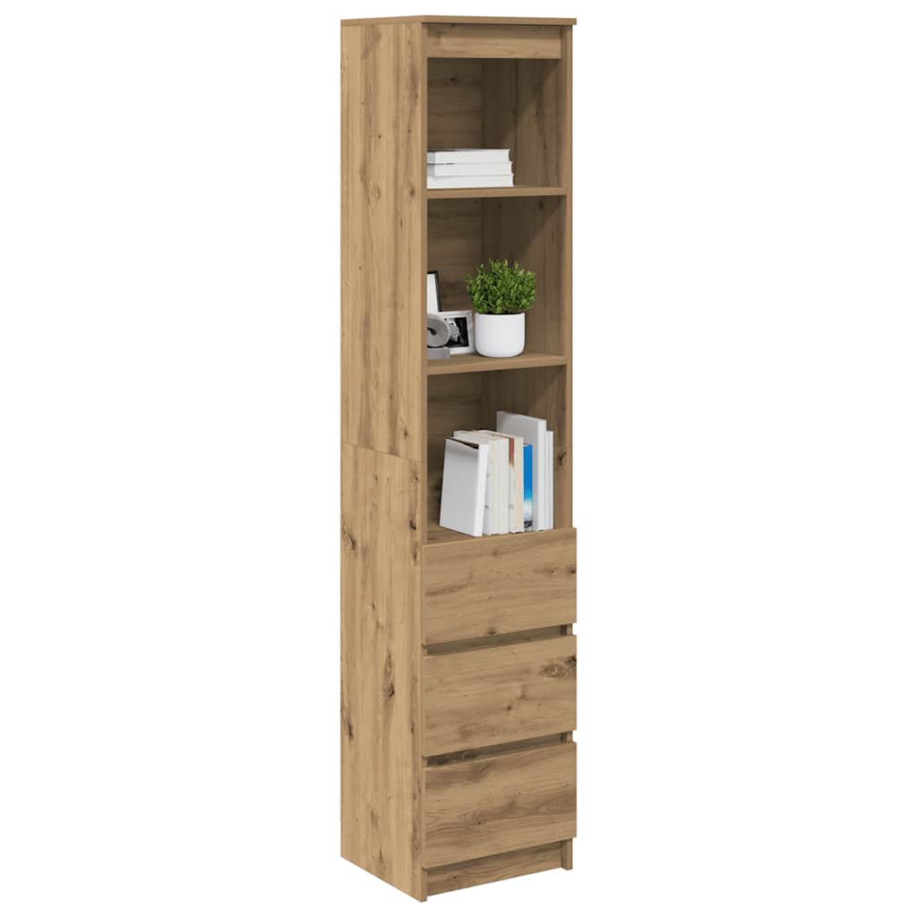 Hoge kast 37,5x35x180 cm bewerkt hout artisanaal eikenkleur is nu te koop bij PeponiXL, paradijselijk wonen!