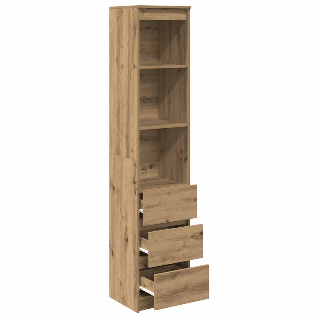 Hoge kast 37,5x35x180 cm bewerkt hout artisanaal eikenkleur is nu te koop bij PeponiXL, paradijselijk wonen!