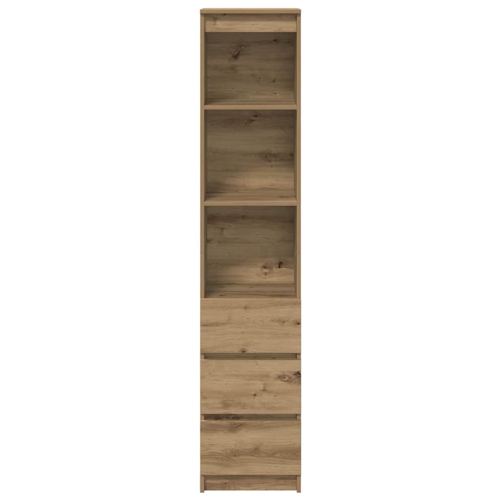 Hoge kast 37,5x35x180 cm bewerkt hout artisanaal eikenkleur is nu te koop bij PeponiXL, paradijselijk wonen!