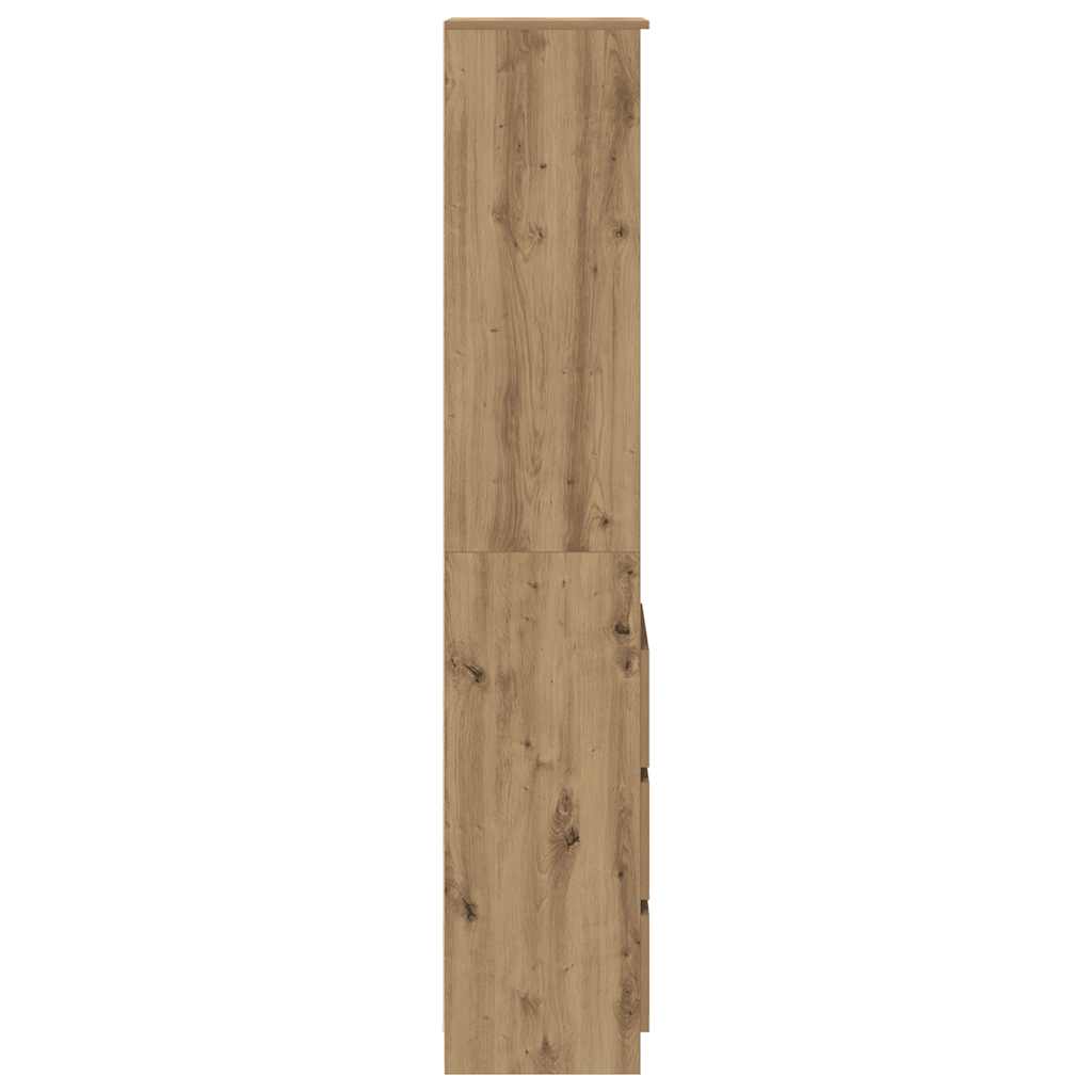Hoge kast 37,5x35x180 cm bewerkt hout artisanaal eikenkleur is nu te koop bij PeponiXL, paradijselijk wonen!