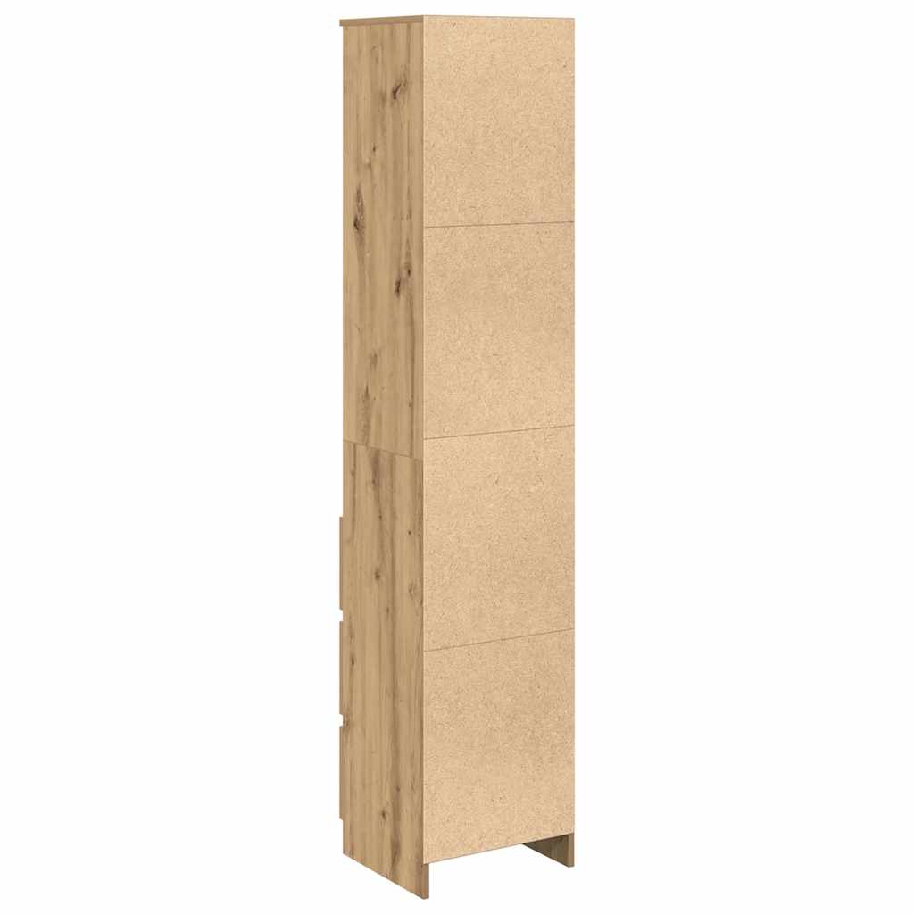 Hoge kast 37,5x35x180 cm bewerkt hout artisanaal eikenkleur is nu te koop bij PeponiXL, paradijselijk wonen!