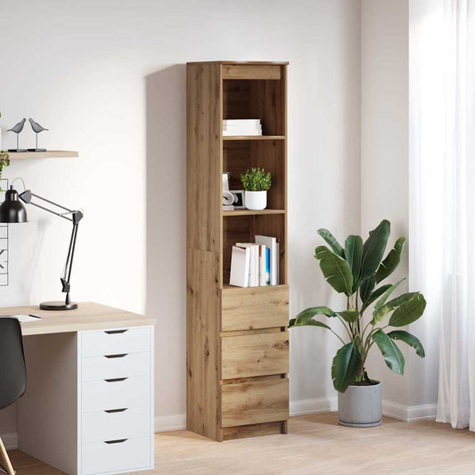 Hoge kast 37,5x35x180 cm bewerkt hout artisanaal eikenkleur is nu te koop bij PeponiXL, paradijselijk wonen!