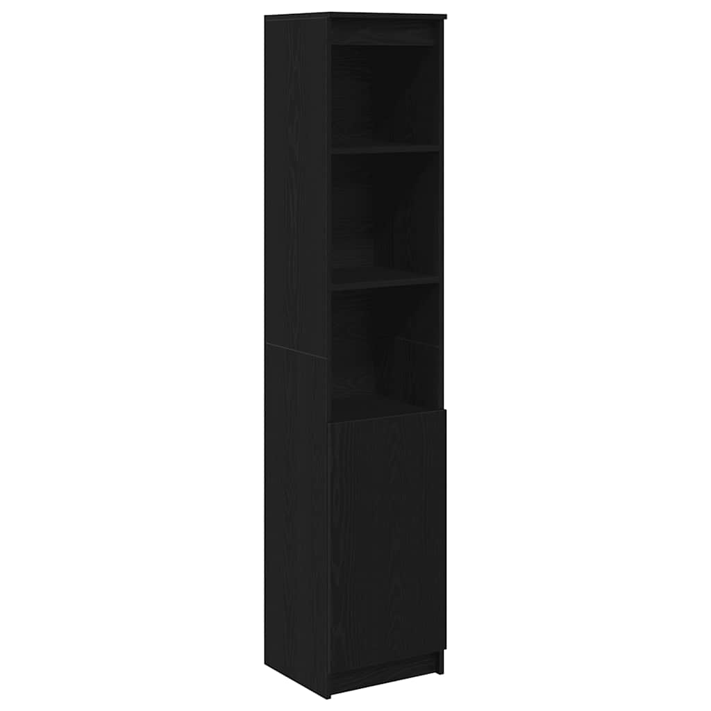 Highboard 37,5x35x180 cm spaanplaat zwart eikenkleurig is nu te koop bij PeponiXL, paradijselijk wonen!