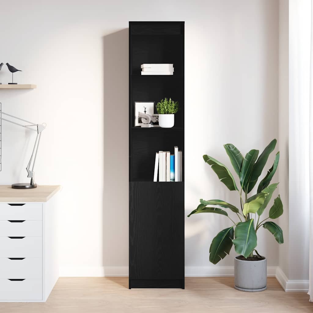 Highboard 37,5x35x180 cm spaanplaat zwart eikenkleurig is nu te koop bij PeponiXL, paradijselijk wonen!