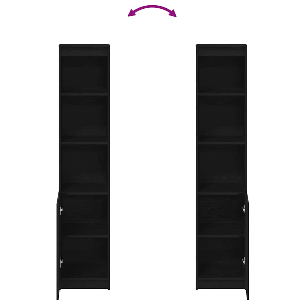 Highboard 37,5x35x180 cm spaanplaat zwart eikenkleurig is nu te koop bij PeponiXL, paradijselijk wonen!