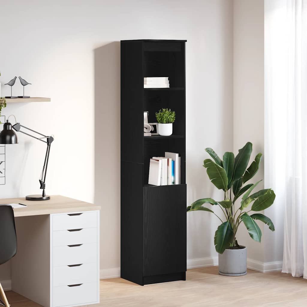 Highboard 37,5x35x180 cm spaanplaat zwart eikenkleurig is nu te koop bij PeponiXL, paradijselijk wonen!