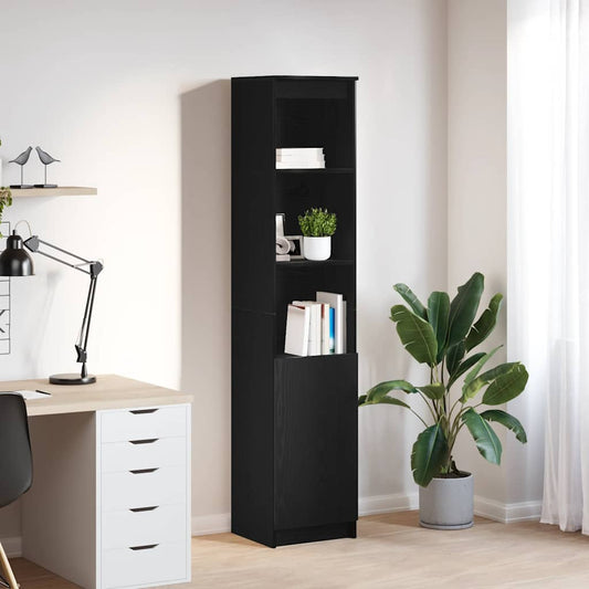 Highboard 37,5x35x180 cm spaanplaat zwart eikenkleurig is nu te koop bij PeponiXL, paradijselijk wonen!
