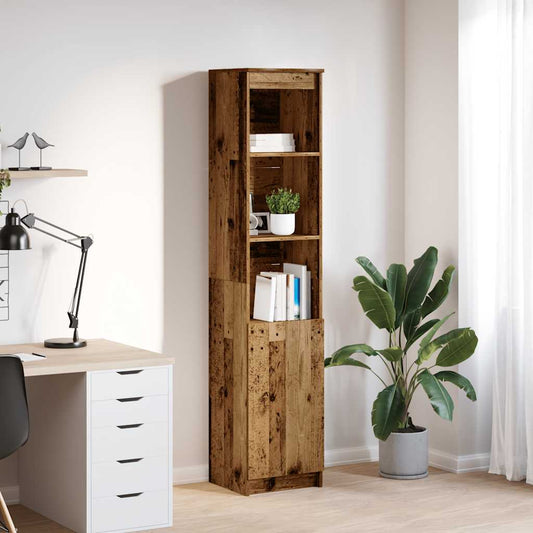 Hoge kast 37,5x35x180 cm bewerkt hout oud houtkleurig is nu te koop bij PeponiXL, paradijselijk wonen!
