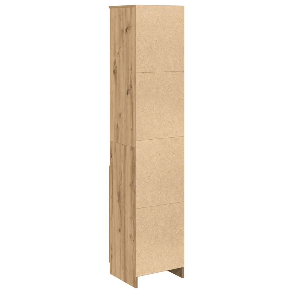 Hoge kast 37,5x35x180 cm bewerkt hout artisanaal eikenkleur is nu te koop bij PeponiXL, paradijselijk wonen!