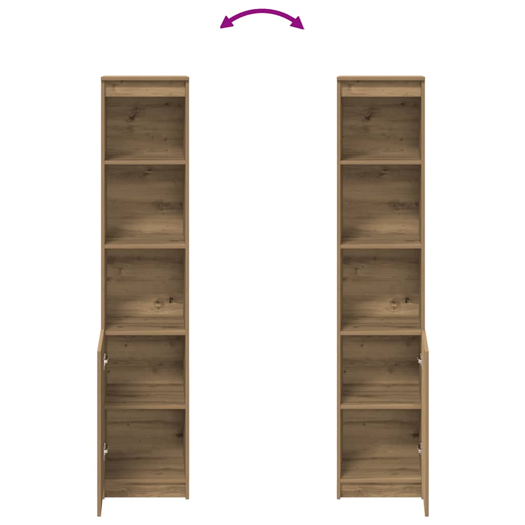 Hoge kast 37,5x35x180 cm bewerkt hout artisanaal eikenkleur is nu te koop bij PeponiXL, paradijselijk wonen!