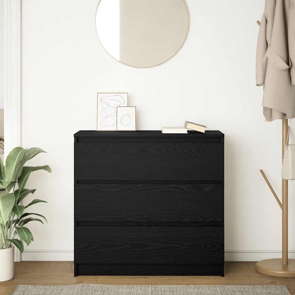 Dressoir 80x35x76 cm spaanplaat zwart eikenkleurig is nu te koop bij PeponiXL, paradijselijk wonen!