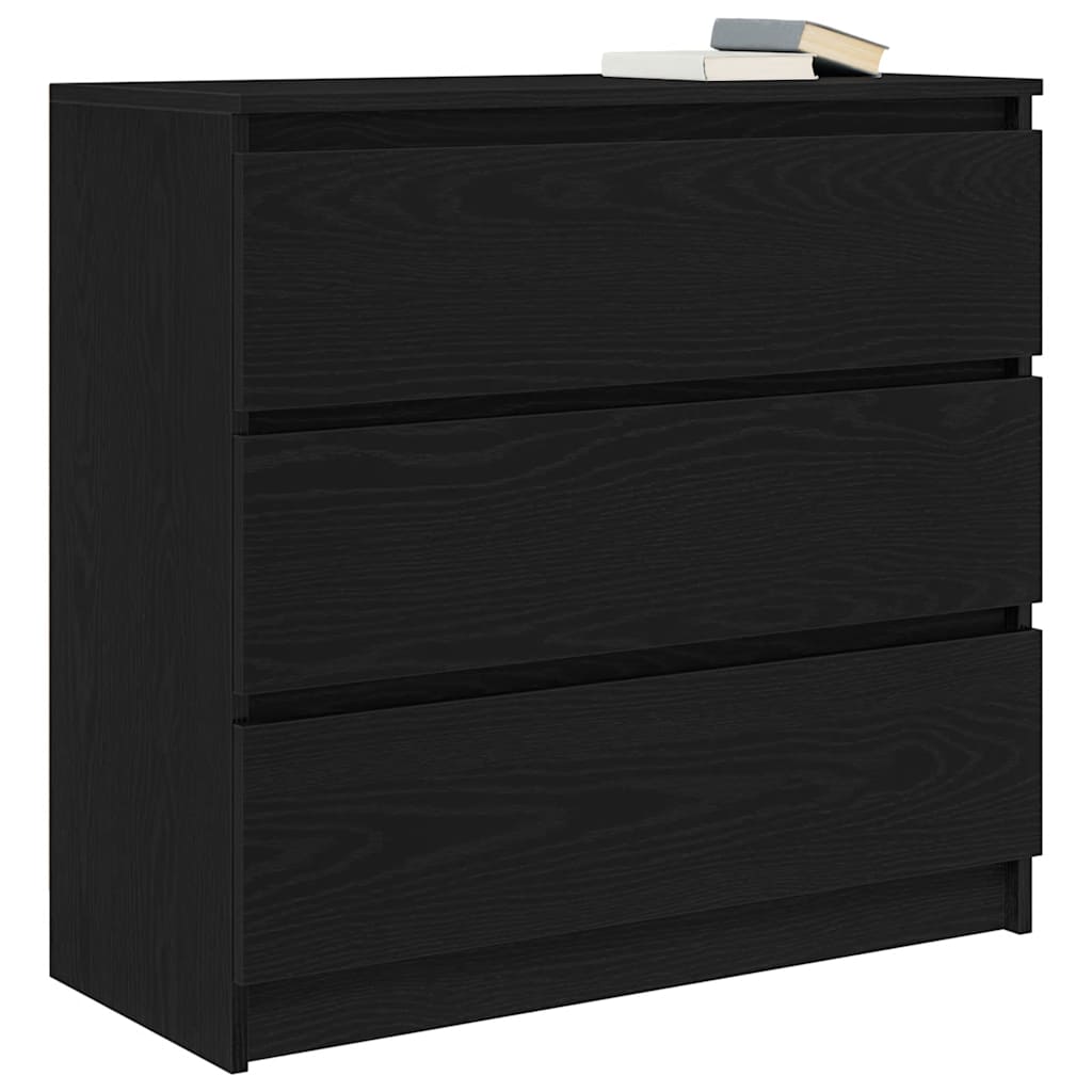 Dressoir 80x35x76 cm spaanplaat zwart eikenkleurig is nu te koop bij PeponiXL, paradijselijk wonen!