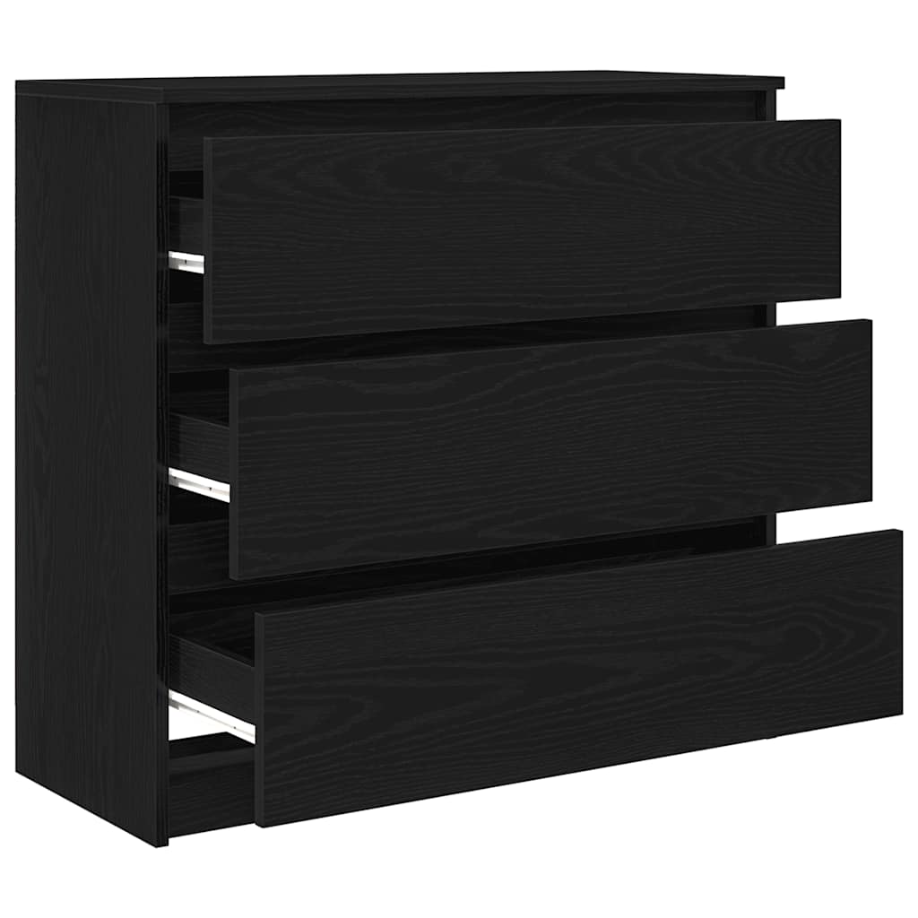 Dressoir 80x35x76 cm spaanplaat zwart eikenkleurig is nu te koop bij PeponiXL, paradijselijk wonen!