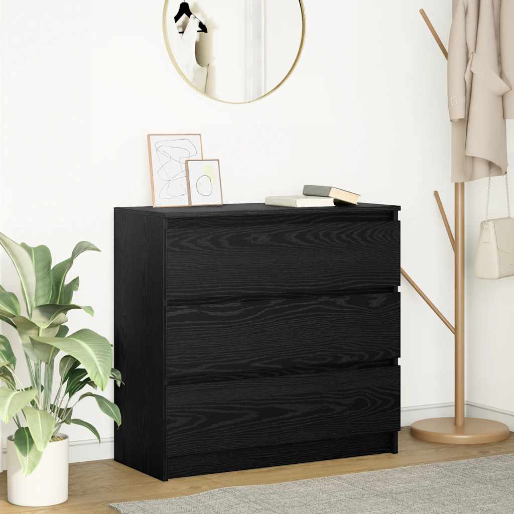 Dressoir 80x35x76 cm spaanplaat zwart eikenkleurig is nu te koop bij PeponiXL, paradijselijk wonen!