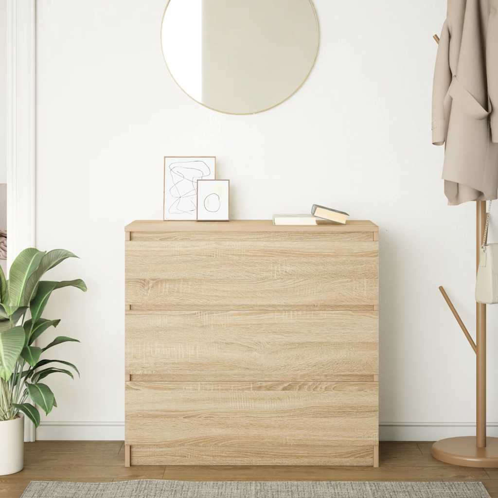 Dressoir 80x35x76 cm spaanplaat sonoma eikenkleurig is nu te koop bij PeponiXL, paradijselijk wonen!