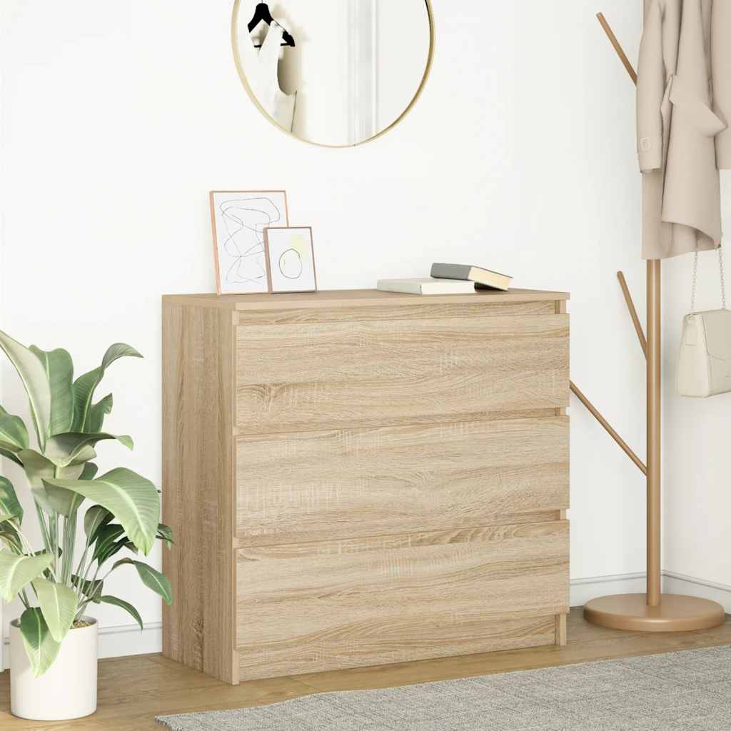 Dressoir 80x35x76 cm spaanplaat sonoma eikenkleurig is nu te koop bij PeponiXL, paradijselijk wonen!