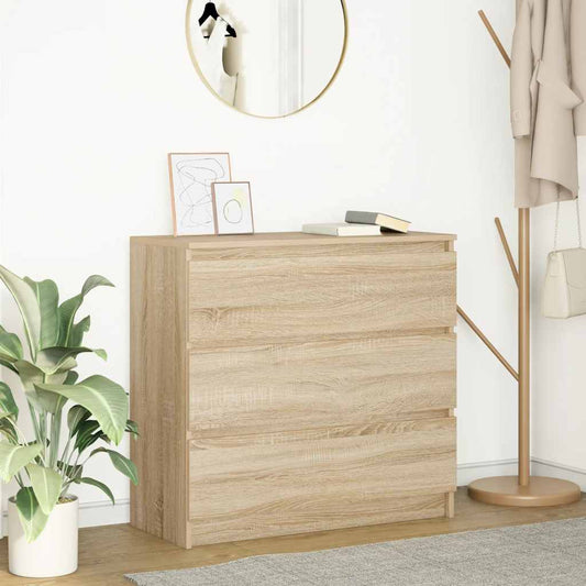 Dressoir 80x35x76 cm spaanplaat sonoma eikenkleurig is nu te koop bij PeponiXL, paradijselijk wonen!