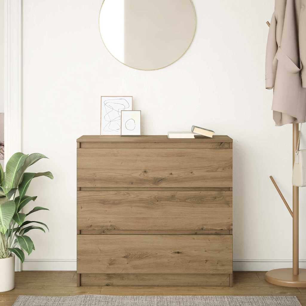 Dressoir 80x35x76 cm spaanplaat ambachtelijk eikenkleurig is nu te koop bij PeponiXL, paradijselijk wonen!
