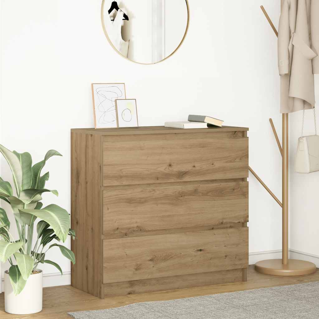 Dressoir 80x35x76 cm spaanplaat ambachtelijk eikenkleurig is nu te koop bij PeponiXL, paradijselijk wonen!