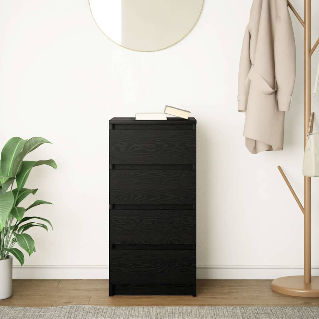 Dressoir 37,5x35x76 cm spaanplaat zwart eikenkleurig is nu te koop bij PeponiXL, paradijselijk wonen!